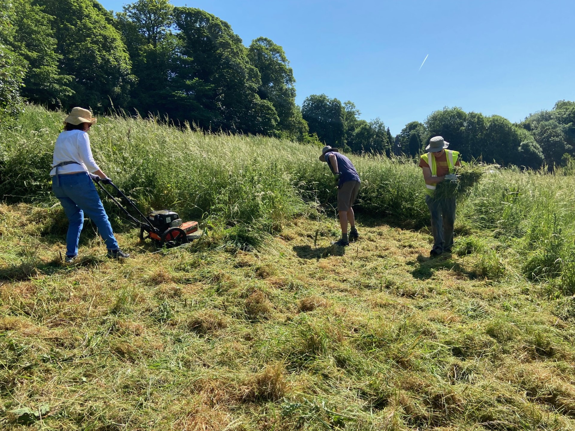 our Bio Diversity sub-group cut a new area of grass in the Community Field to be used as a place to sit and enjoy the tranquillity and beauty of that area