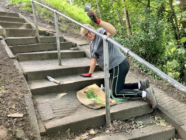 Clearing the quarry steps
