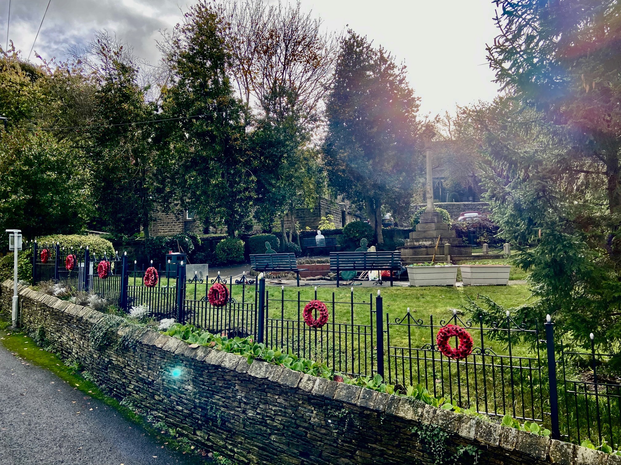 The Memorial Gardens decorated for the Service